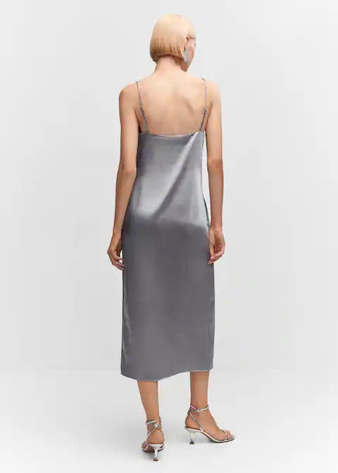 Side-slit satin dress