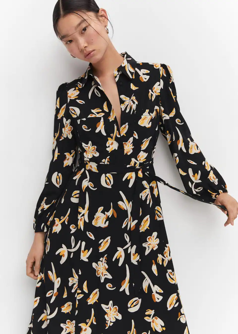 Printed shirt dress