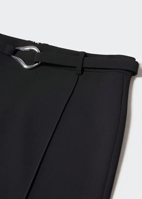 Belted slit skirt