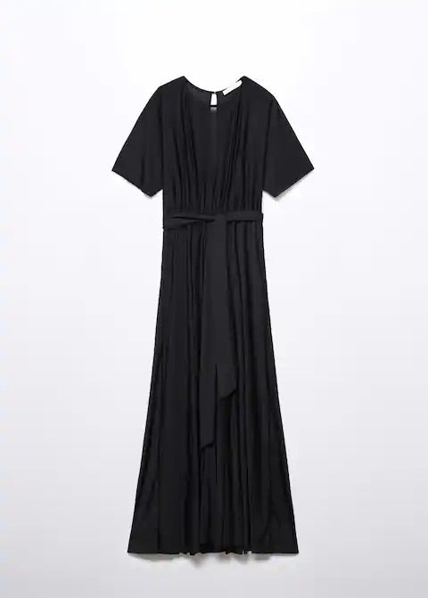 Pleated jumpsuit with bow