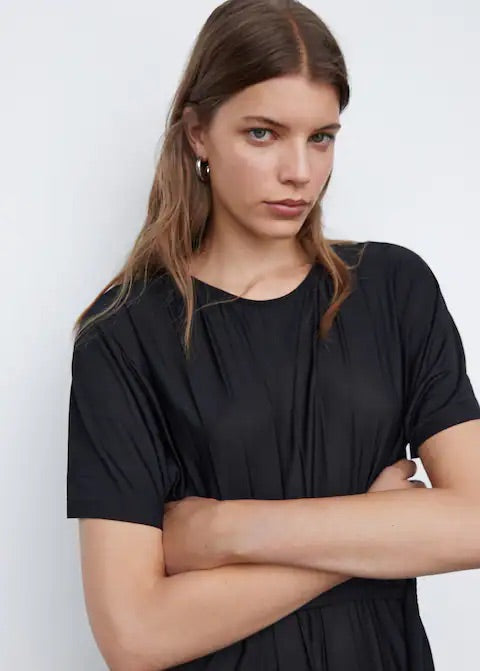 Pleated jumpsuit with bow