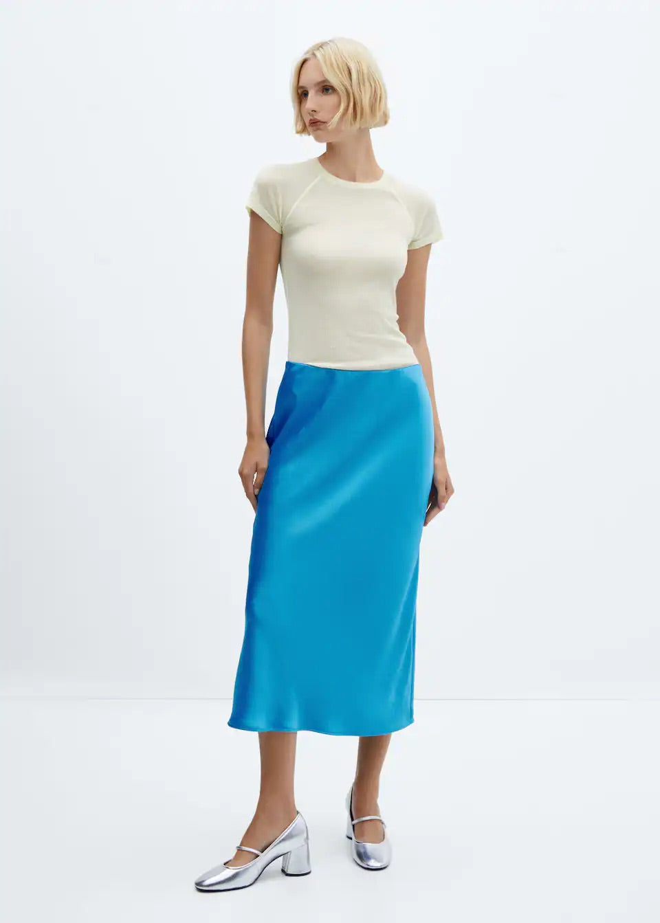 Midi satin skirt