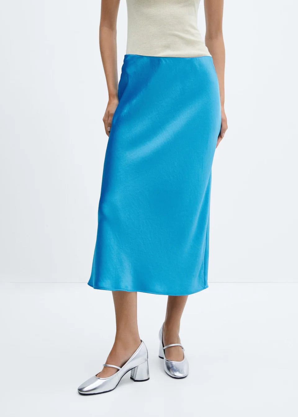 Midi satin skirt