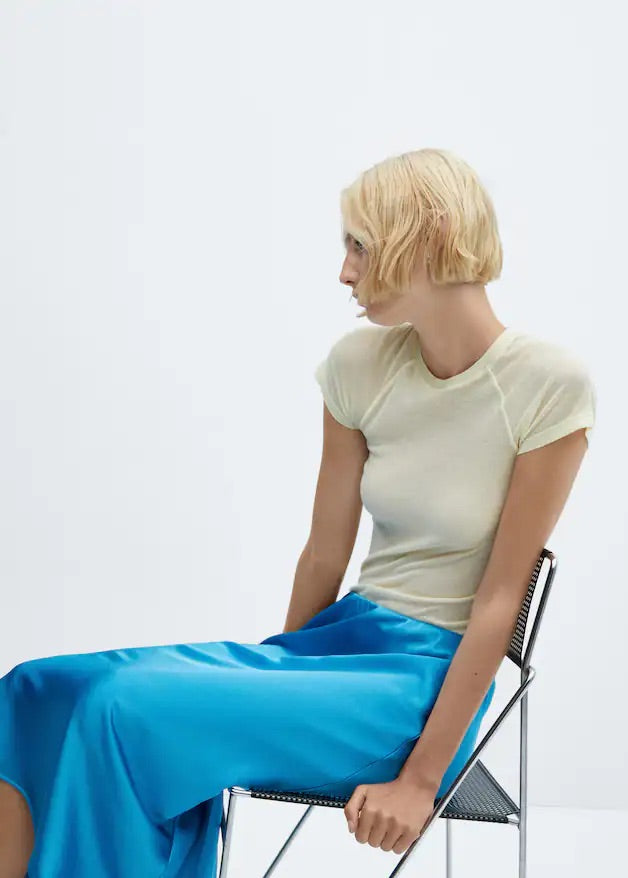 Midi satin skirt