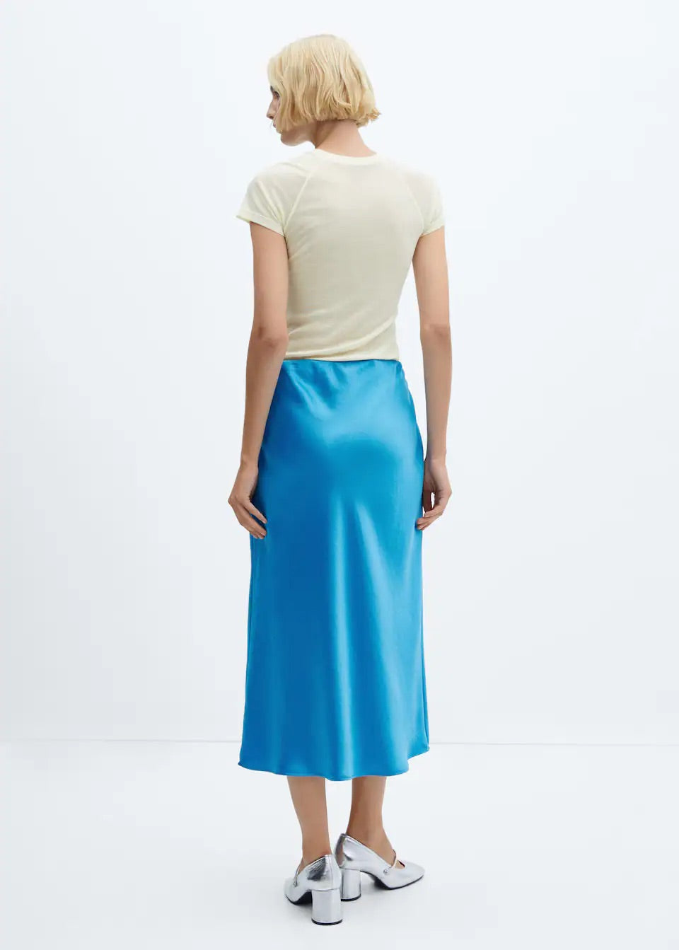 Midi satin skirt