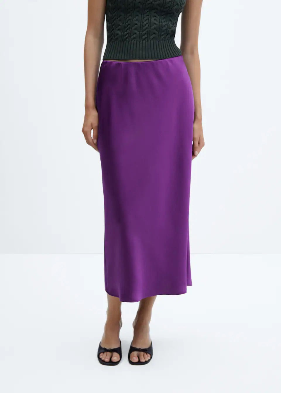 Midi satin skirt