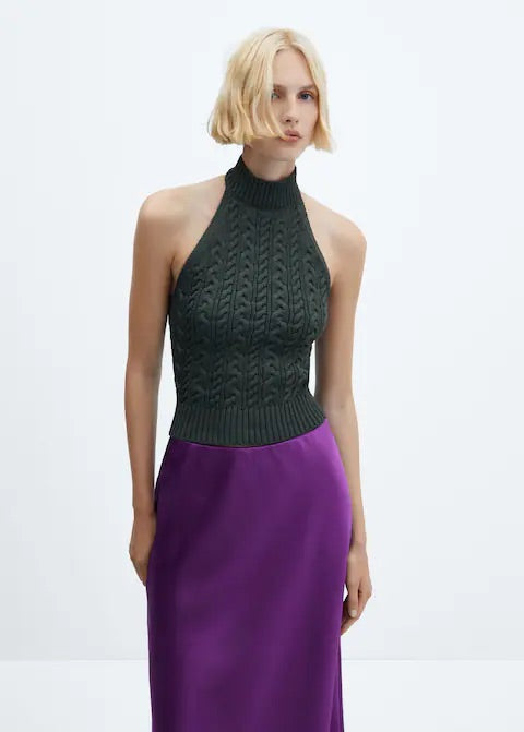 Midi satin skirt