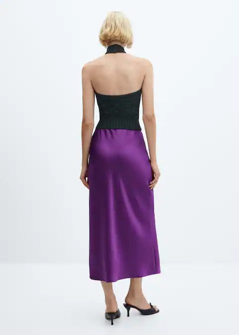 Midi satin skirt