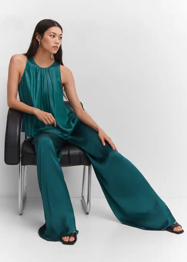 Satin wideleg trousers
