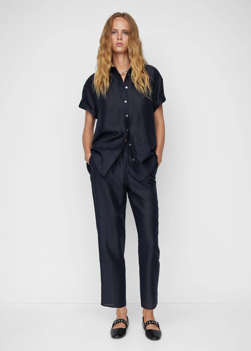 Satin lyocell pants