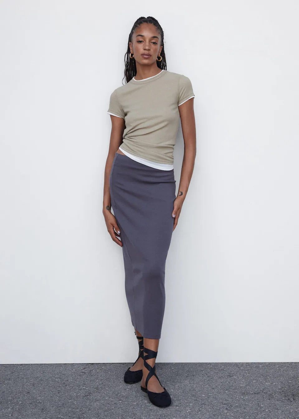 Knitted cotton skirt