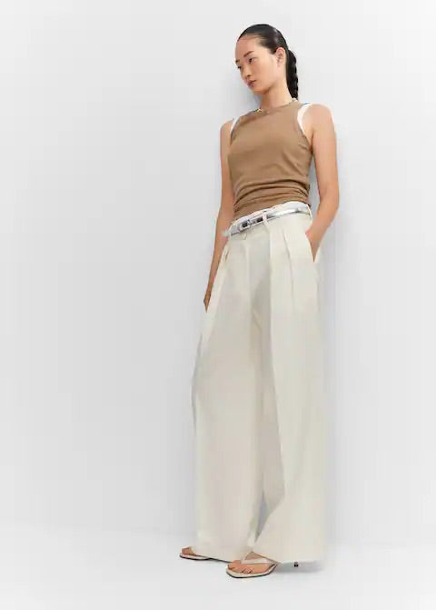 Wideleg pleated trousers