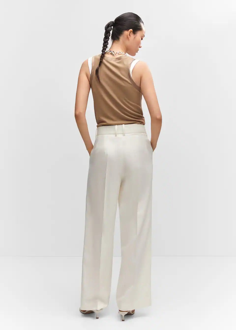 Wideleg pleated trousers