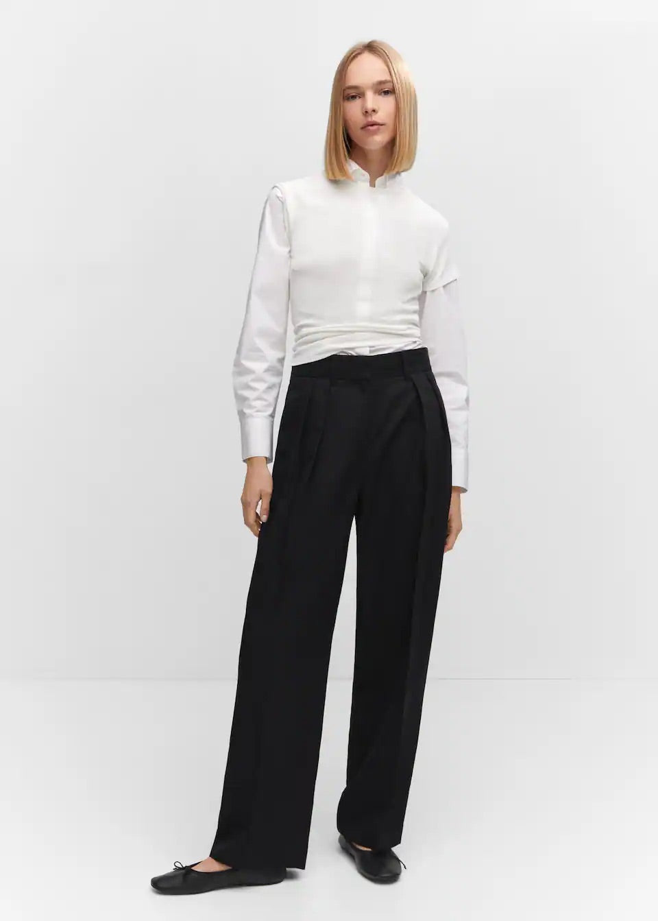 Wideleg pleated trousers