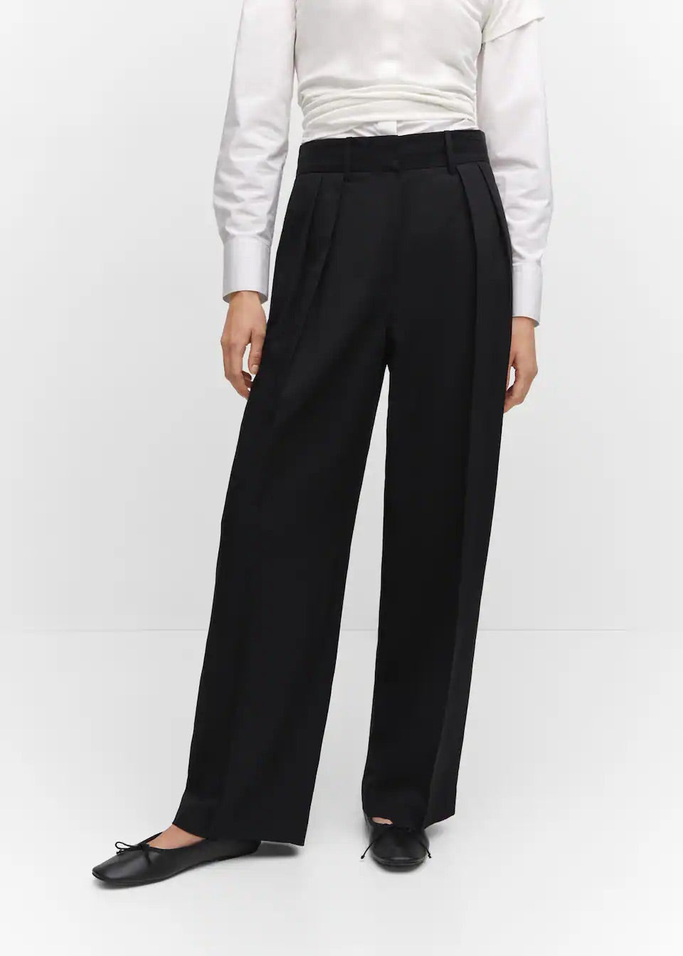 Wideleg pleated trousers
