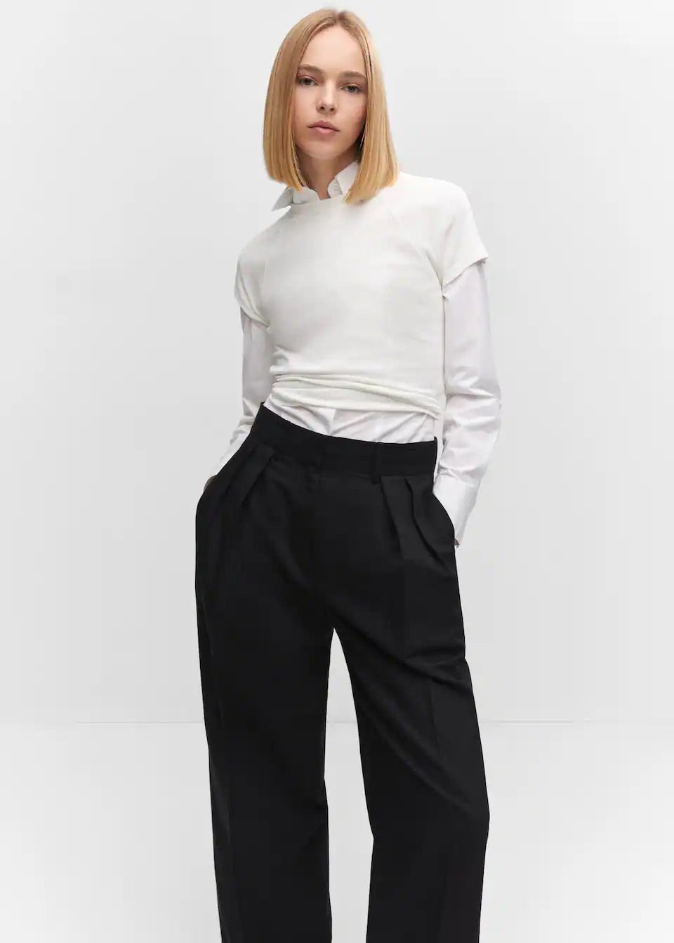 Wideleg pleated trousers