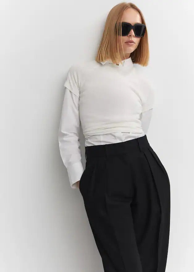 Wideleg pleated trousers