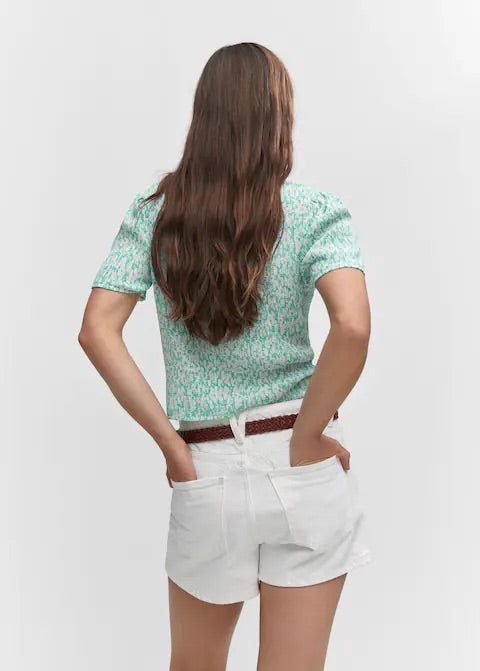 Textured blouse with knot detail