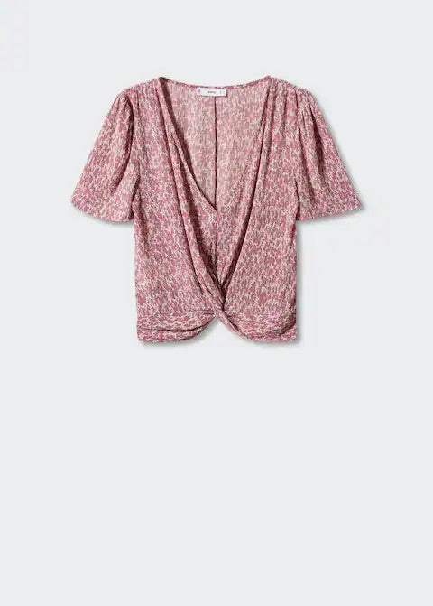 Textured blouse with knot detail