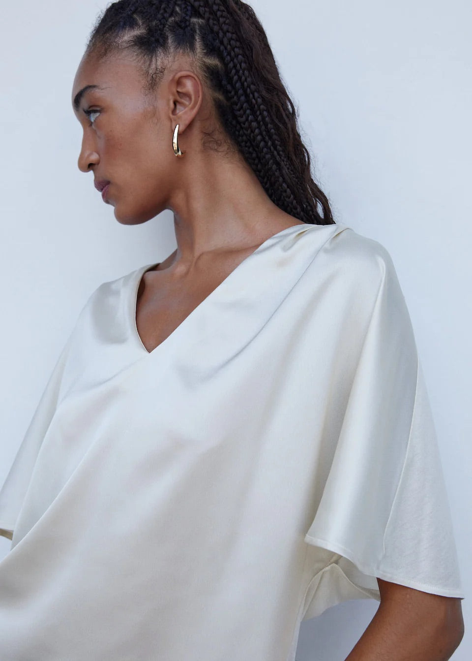 Short sleeve satin blouse
