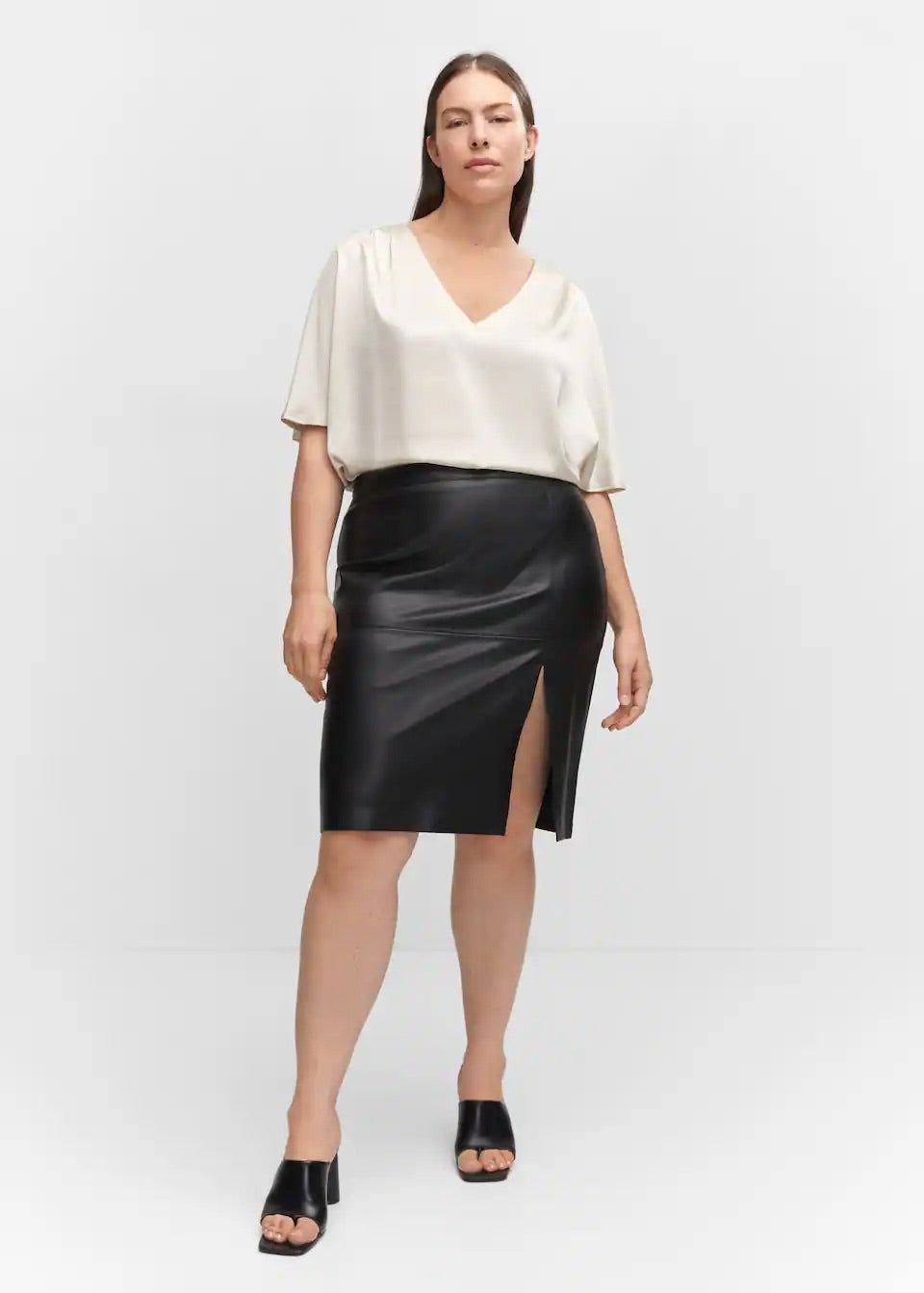 Short sleeve satin blouse