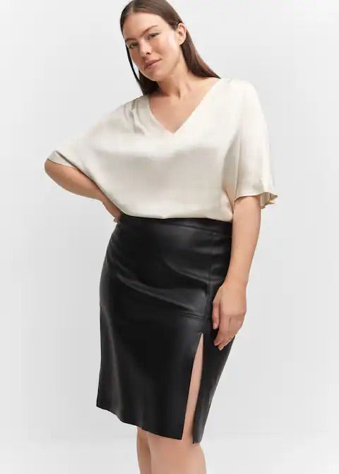 Short sleeve satin blouse