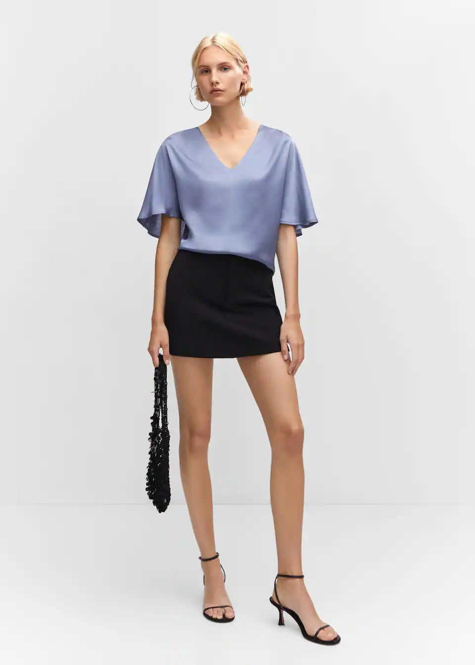 Short sleeve satin blouse