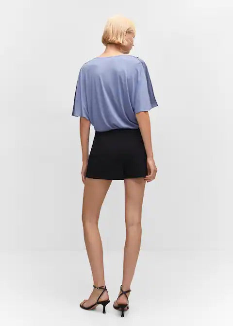 Short sleeve satin blouse