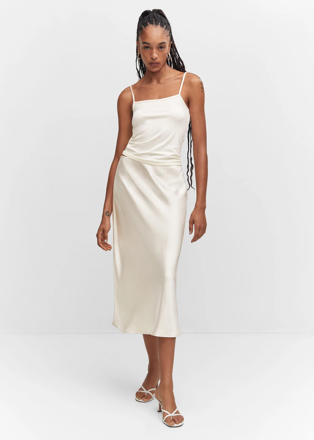 Midi satin skirt