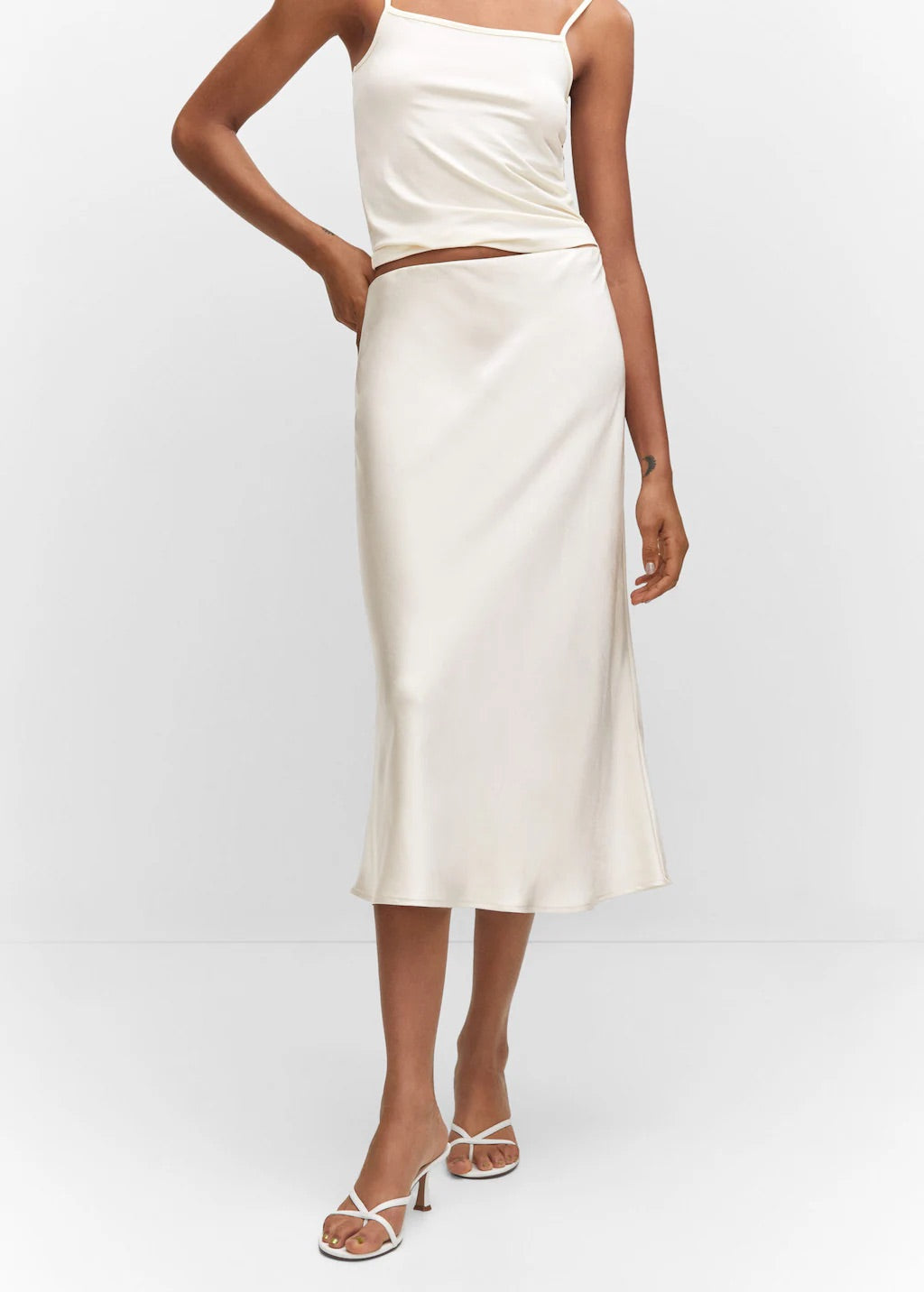 Midi satin skirt