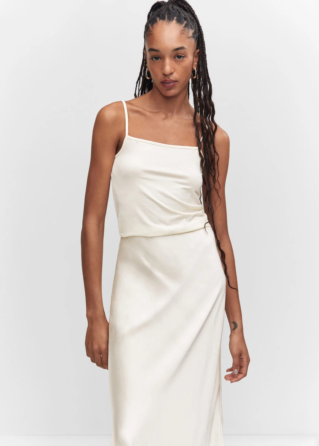 Midi satin skirt