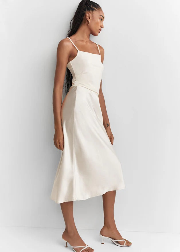 Midi satin skirt