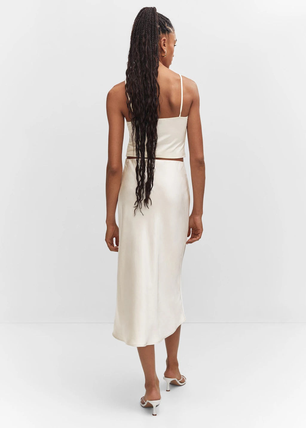 Midi satin skirt