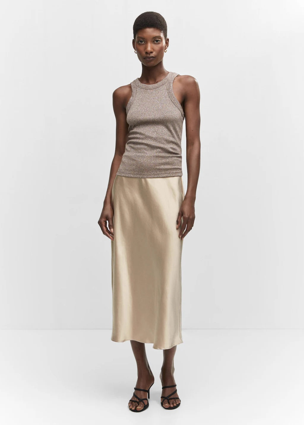 Midi satin skirt