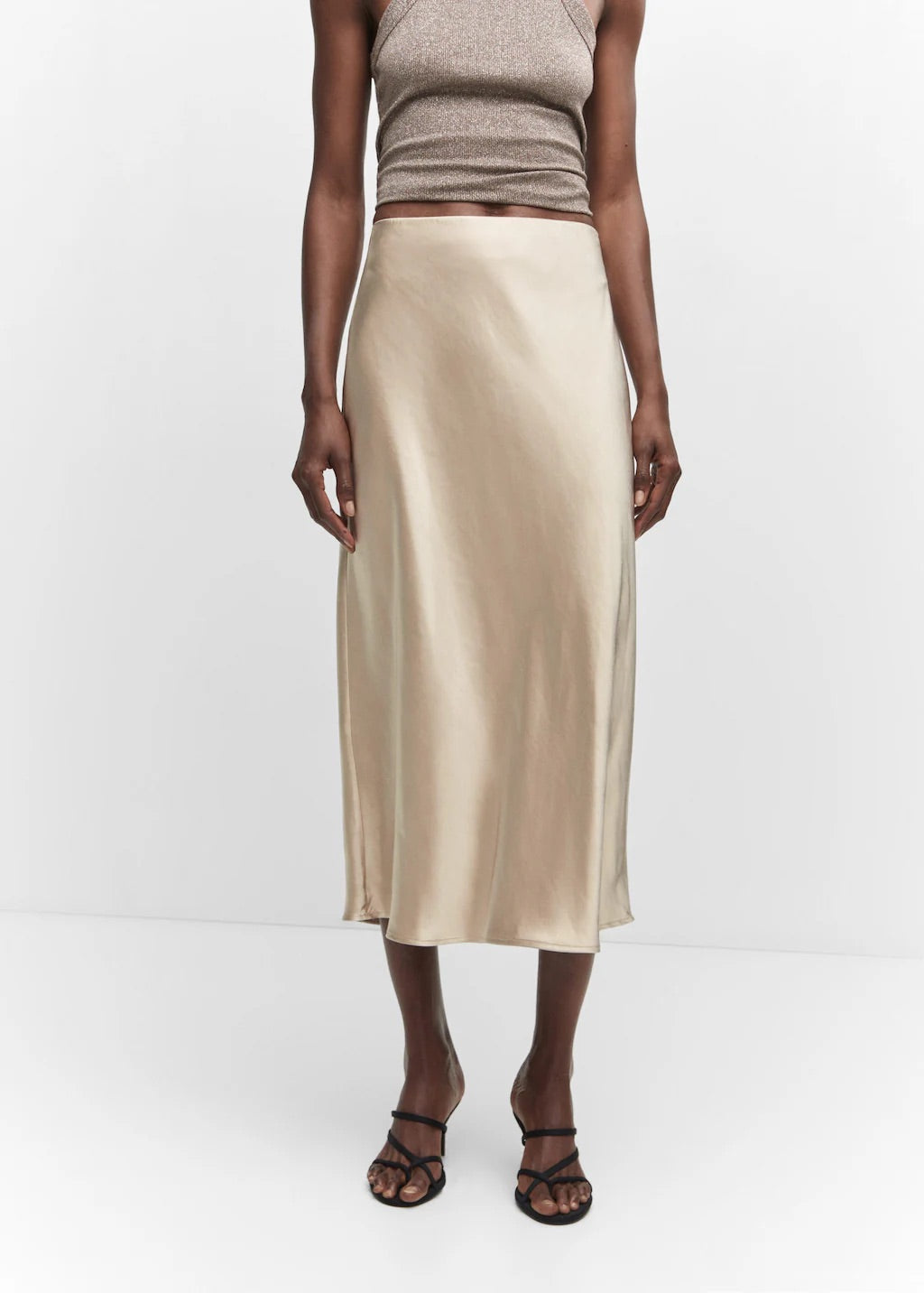Midi satin skirt