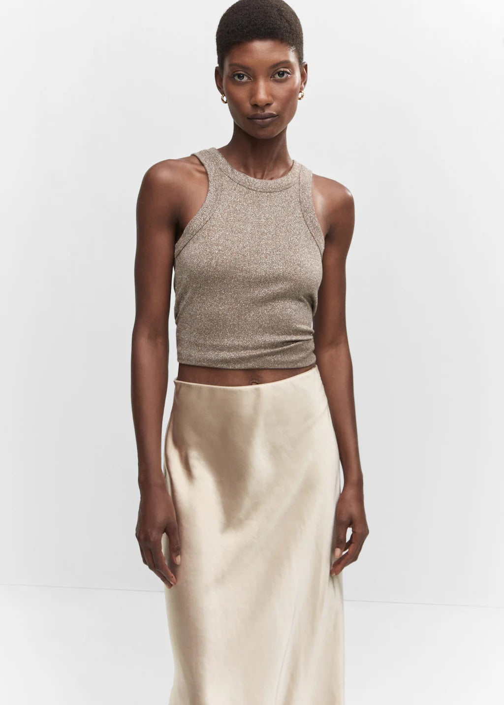 Midi satin skirt
