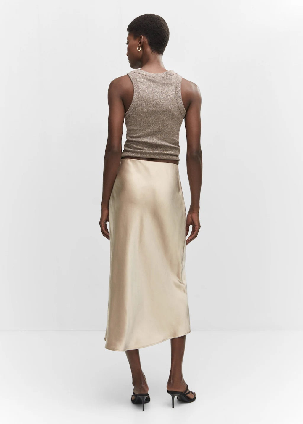 Midi satin skirt