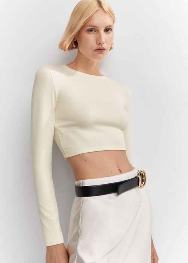 Cropped modal t-shirt