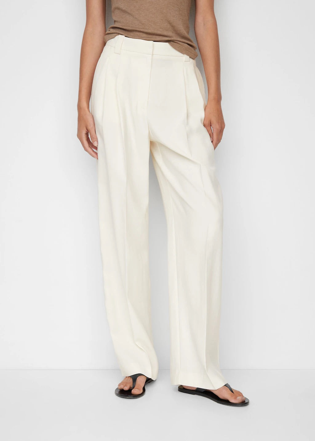 Wideleg pleated trousers