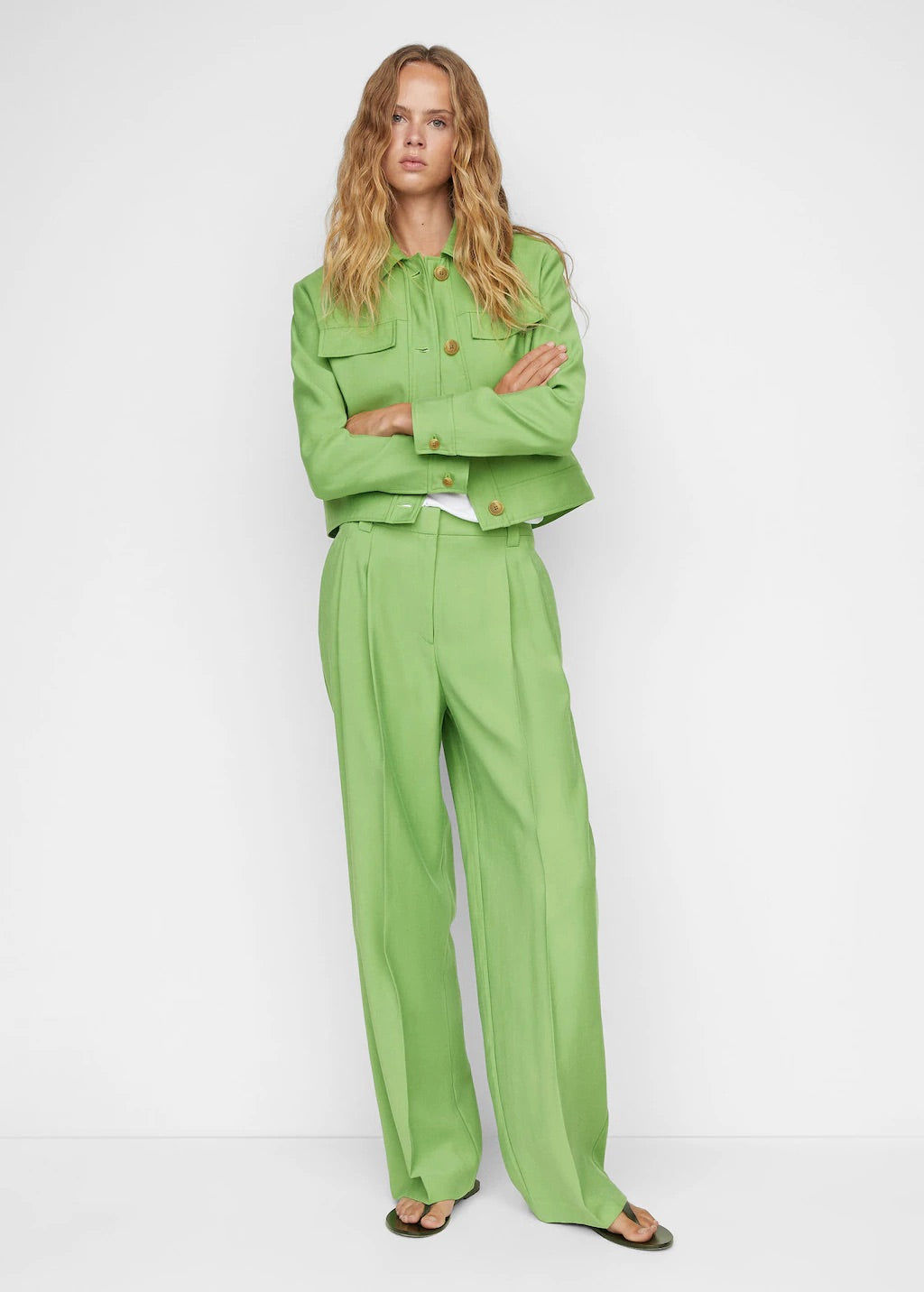 Wideleg pleated trousers