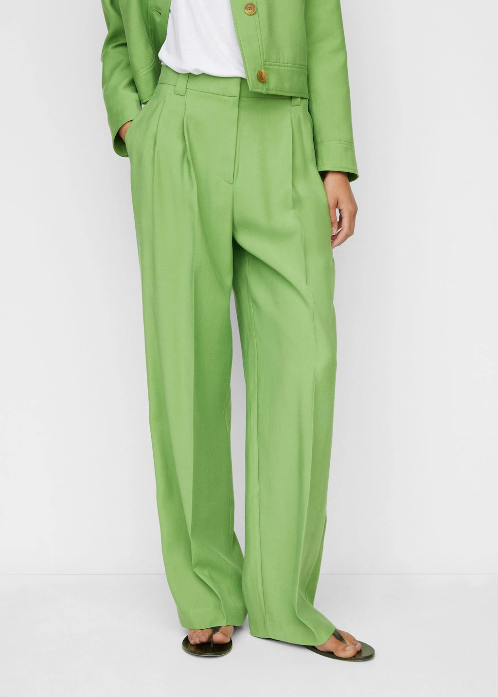 Wideleg pleated trousers