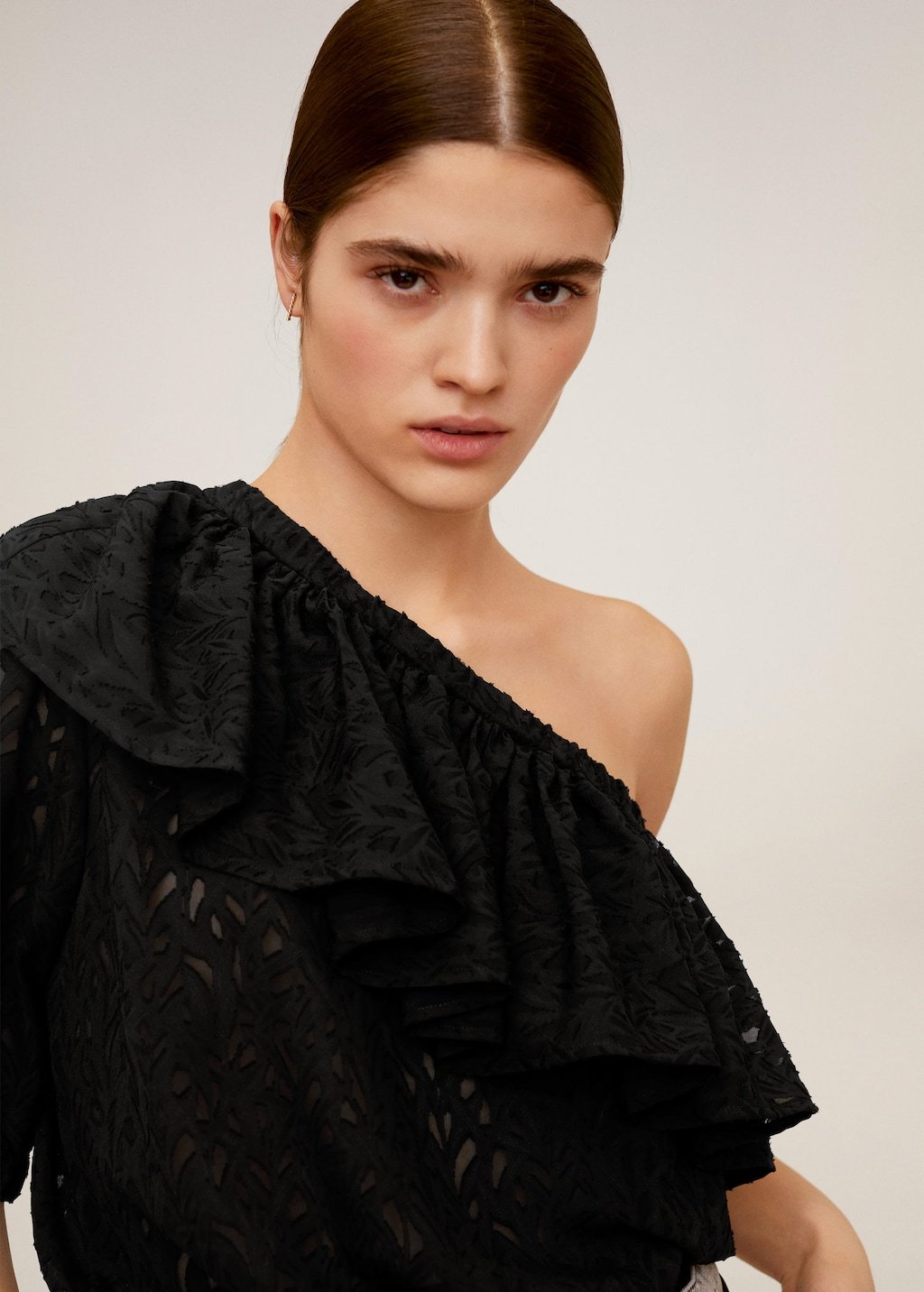 Ruffle asymmetric blouse