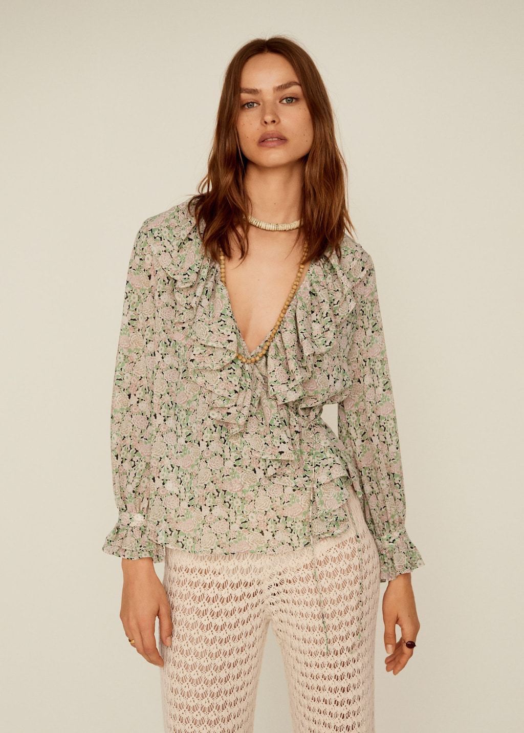 Ruffled floral blouse