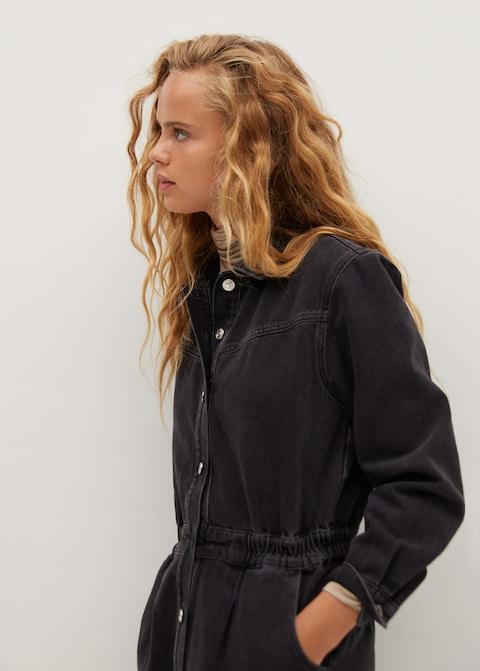 Denim elastic waist dress