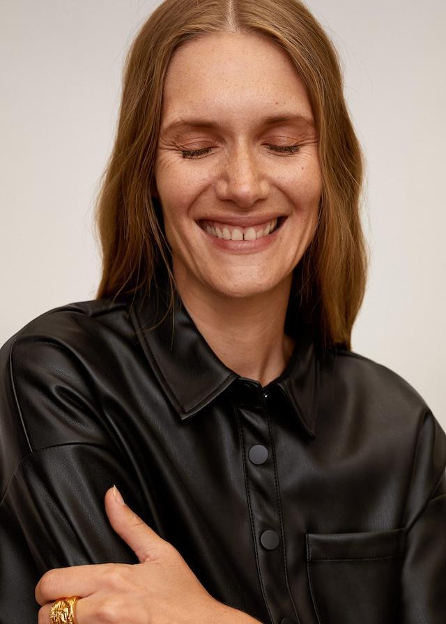 Faux-leather shirt