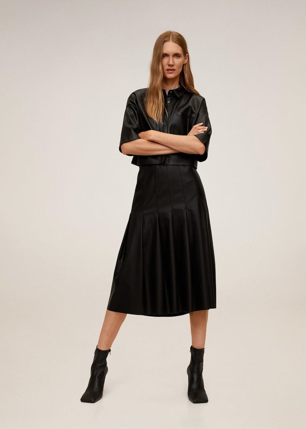 Faux-leather shirt