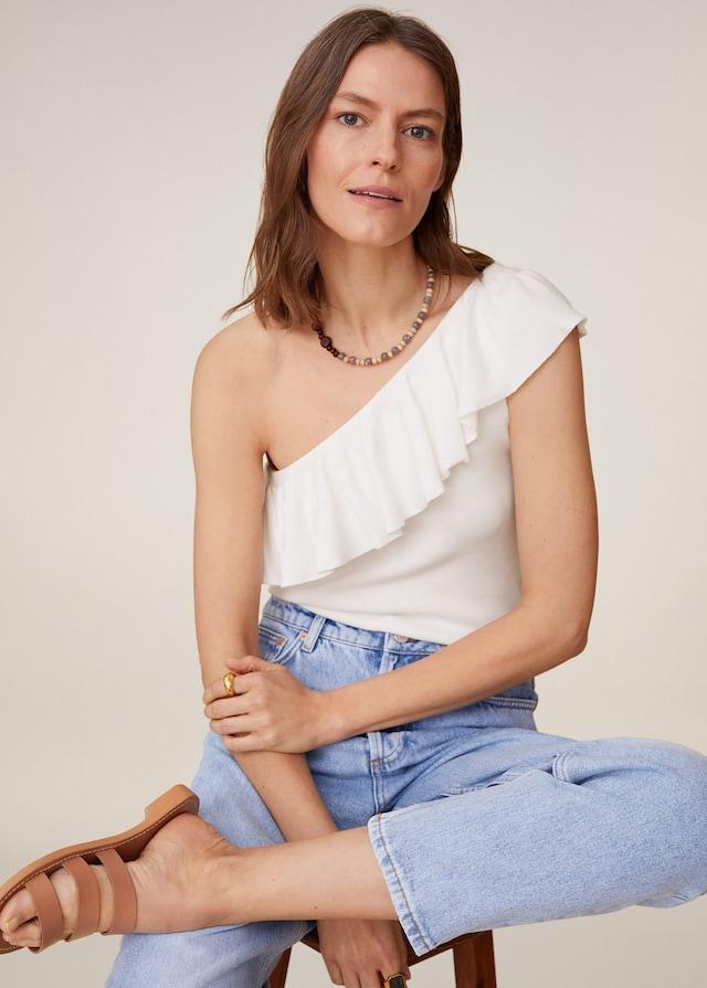 Asymmetric flounces top