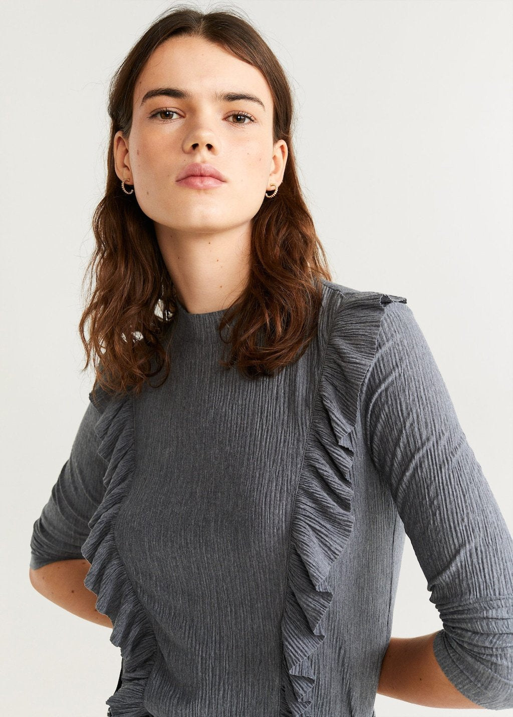Ruffles pleated t-shirt