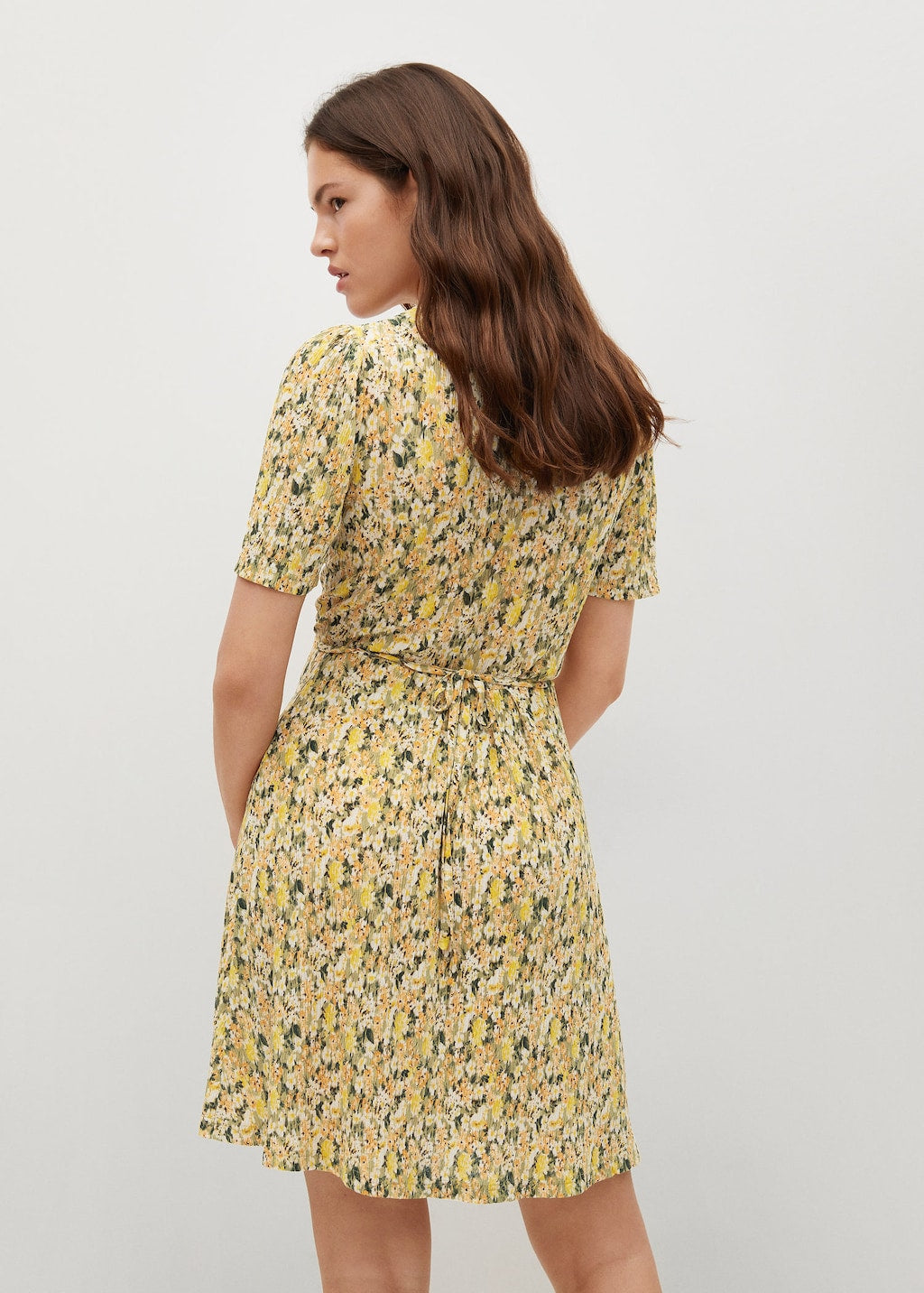 Printed pleated dress