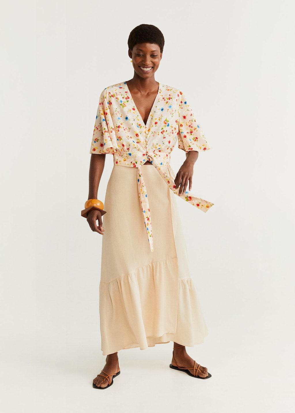 Bow cropped blouse